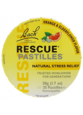 Bach, Original Flower Remedies, Rescue Pastilles, Natural Stress Relief, Orange & Elderflower, 35 Pastilles, 1.7 oz (50 g)