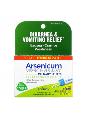 Boiron, Arsenicum, Diarrhea & Vomiting Relief, Meltaway Pellets, 30C, 3 Tubes, 80 Pellets Each