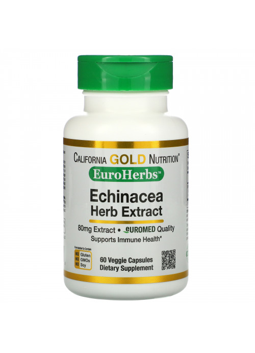 California Gold Nutrition, EuroHerbs, Echinacea Herb Extract, 80 mg, 60 Veggie Capsules