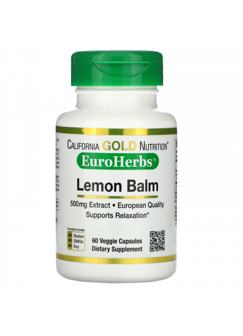 California Gold Nutrition, Lemon Balm Extract, European Quality, 500 mg, 60 Veggie Caps