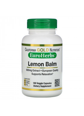 California Gold Nutrition, Lemon Balm Extract, European Qualtity, 500 mg, 180 Veggie Caps