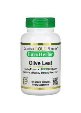 California Gold Nutrition, Olive Leaf Extract, EuroHerbs, European Quality, 500 mg, 180 Veggie Capsules