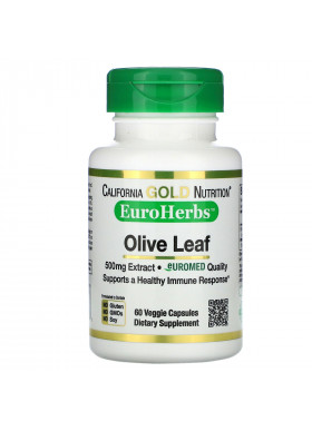 California Gold Nutrition, Olive Leaf Extract, EuroHerbs, European Quality, 500 mg, 60 Veggie Capsules