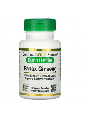 California Gold Nutrition, Panax Ginseng Extract, EuroHerbs, 250 mg, 60 Veggie Capsules