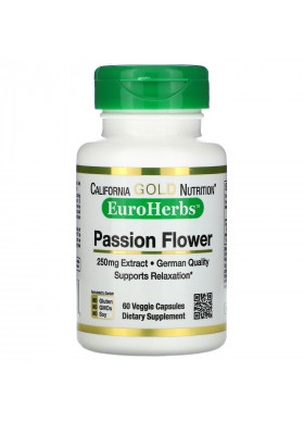 California Gold Nutrition, Passion Flower, EuroHerbs, 250 mg, 60 Veggie Capsules