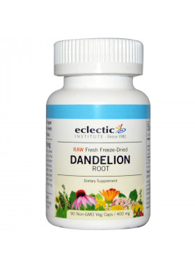 Eclectic Institute, Raw Fresh Freeze-Dried, Dandelion Root, Raw, 400 mg, 90 Non-GMO Veg Caps