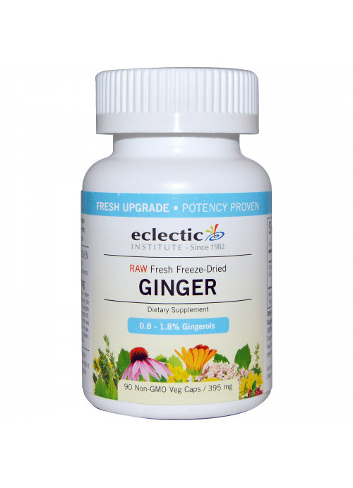 Eclectic Institute, Raw Fresh Freeze-Dried, Ginger, 395 mg, 90 Non-GMO Veggie Caps