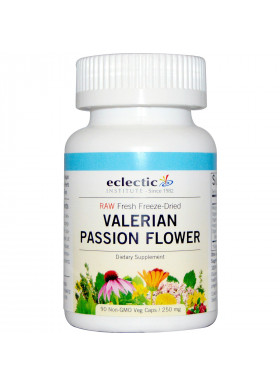 Eclectic Institute, Raw Fresh Freeze-Dried, Valerian Passion Flower, 250 mg, 90 Non-GMO Veggie Caps