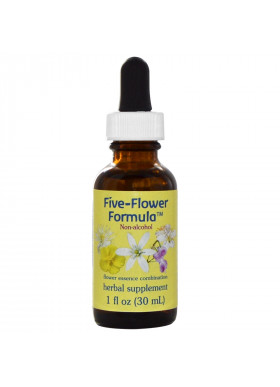 Flower Essence Services, Five-Flower Formula, Flower Essence Combination, Non-Alcohol, 1 fl oz (30 ml)