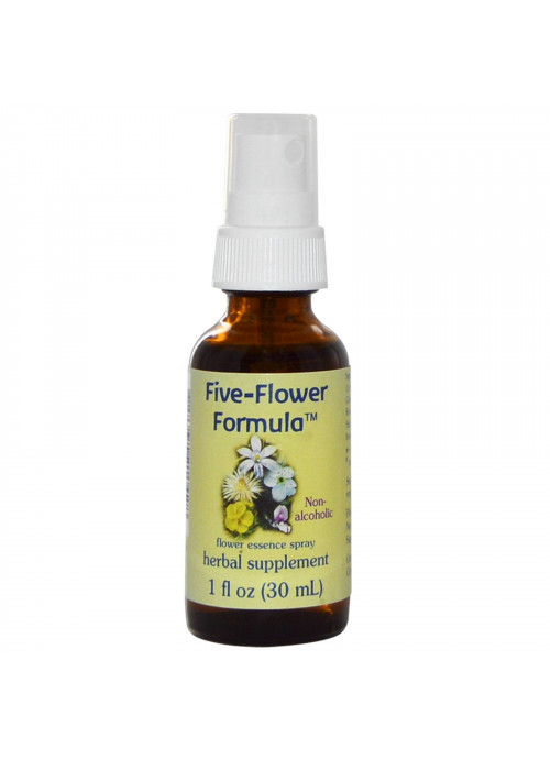 Flower Essence Services, Five-Flower Formula, Flower Essence Spray, Non-Alcoholic, 1 fl oz (30 ml)