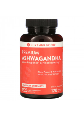 Further Food, Premium Ashwagandha, Maximum Strength, 1,325 mg, 120 Vegetarian Capsules
