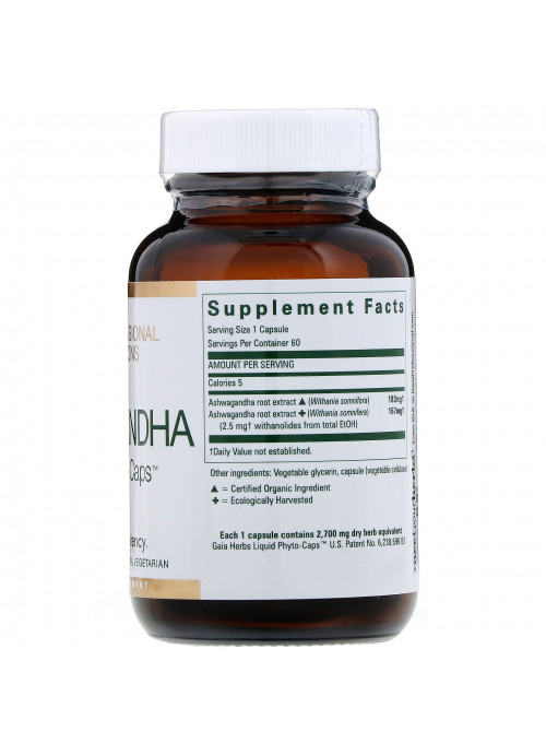 Gaia Herbs Professional Solutions, Ashwagandha, 60 Liquid-Filled Capsules