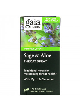 Gaia Herbs, Throat Spray, Sage & Aloe, 1 fl oz (30 ml)