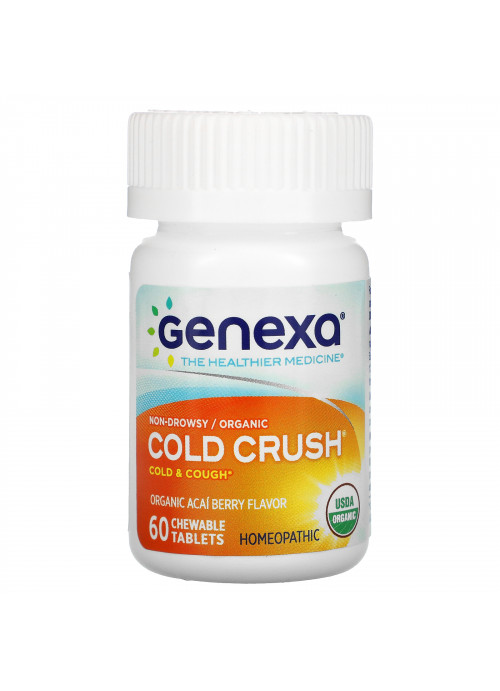 Genexa, Cold Crush, Cold & Cough, Organic Acai Berry Flavor, 60 Chewable Tablets