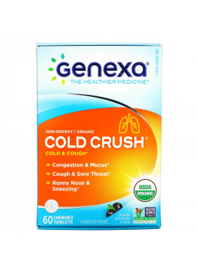 Genexa, Cold Crush, Cold & Cough, Organic Acai Berry Flavor, 60 Chewable Tablets