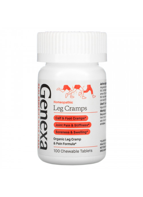 Genexa, Homeopathic Leg Cramp, Organic Leg Cramp & Pain Formula, Grape, 100 Chewable Tablets