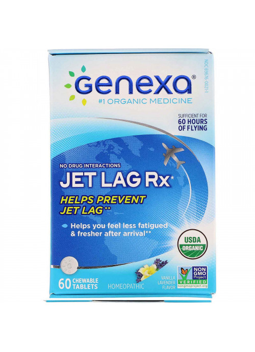 Genexa, Jet Lag Rx, Vanilla Lavender Flavor, 60 Chewable Tablets