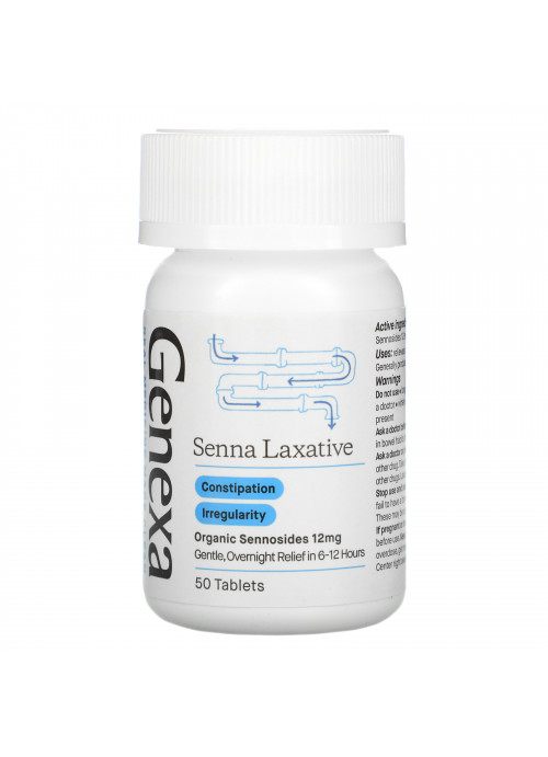 Genexa, Senna Laxative, 12 mg, 50 Tablets