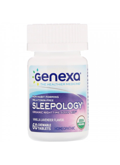 Genexa, Sleepology, Organic Nighttime Sleep Aid, Vanilla Lavender Flavor, 60 Chewable Tablets