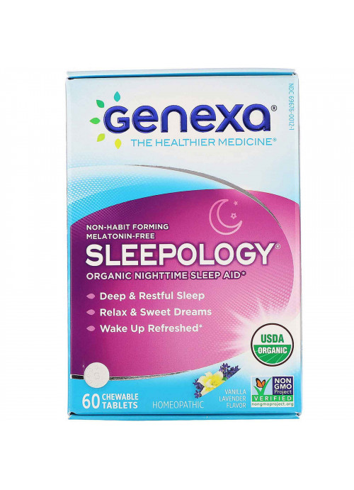 Genexa, Sleepology, Organic Nighttime Sleep Aid, Vanilla Lavender Flavor, 60 Chewable Tablets