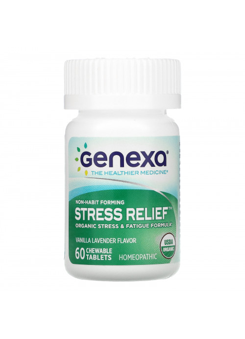 Genexa, Stress Relief, Organic Stress & Fatigue Formula, Vanilla Lavender , 60 Chewable Tablets