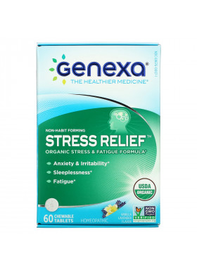 Genexa, Stress Relief, Organic Stress & Fatigue Formula, Vanilla Lavender , 60 Chewable Tablets