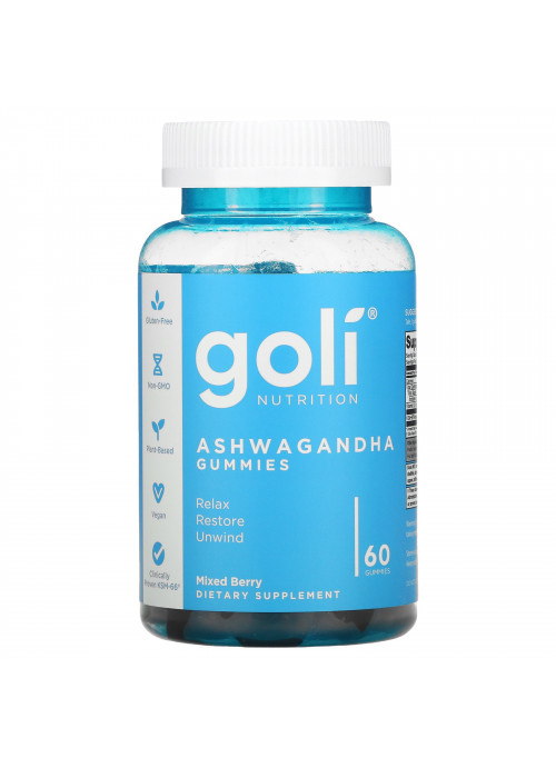 Goli Nutrition, Ashwagandha Gummies, Mixed Berry, 60 Gummies