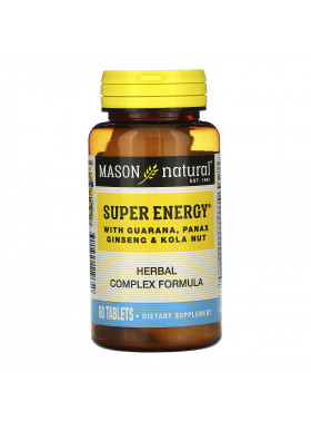 Mason Natural, Super Energy with Guarana, Panax Ginseng & Kola Nut, 60 Tablets