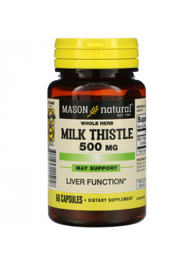 Mason Natural, Whole Herb Milk Thistle, 500 mg, 60 Capsules