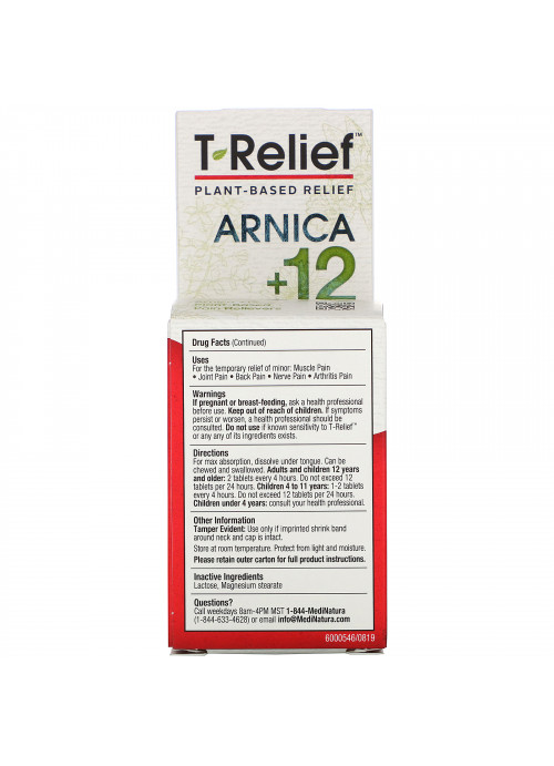 MediNatura, T-Relief, Arnica +12, 100 Tablets