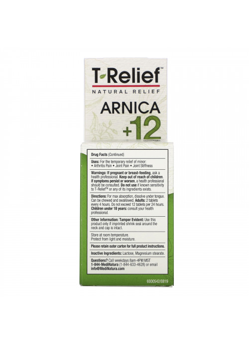 MediNatura, T-Relief, Arnica +12, Arthritis Pain Relief, 100 Tablets