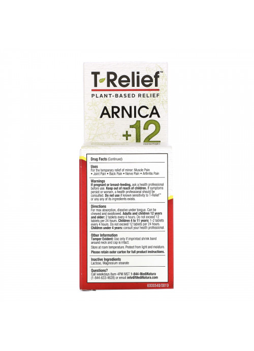 MediNatura, T-Relief, Arnica + 12, Extra Strength, 90 Tablets