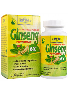 Natural Balance, Ginseng Powermax 6X, 50 Vegetarian Capsules