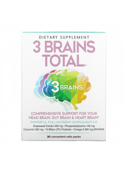 Natural Factors, 3 Brains Total, 30 Convenient Cello Packs