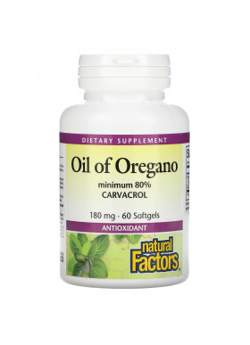 Natural Factors, Oil Of Oregano, 180 mg, 60 Softgels