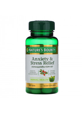 Nature's Bounty, Anxiety & Stress Relief, Ashwagandha KSM-66, 50 Tablets