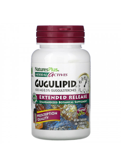 Nature's Plus, Herbal Actives, Gugulipid, Extended Release, 1,000 mg, 30 Vegetarian Tablets