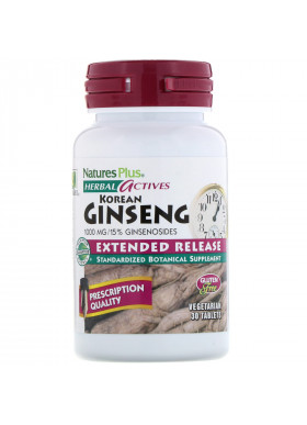 Nature's Plus, Herbal Actives, Korean Ginseng, Extended Release, 1,000 mg, 30 Vegetarian Tablets