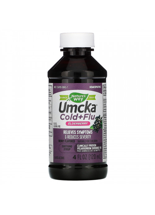 Nature's Way, Umcka, Cold+Flu, Elderberry Soothing Syrup, Berry Flavored, 4 fl oz (120 ml)