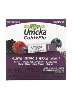 Nature's Way, Umcka, Fast Actives, Cold + Flu Relief, Non-Drowsy, Berry Flavor, 10 Powder Packets