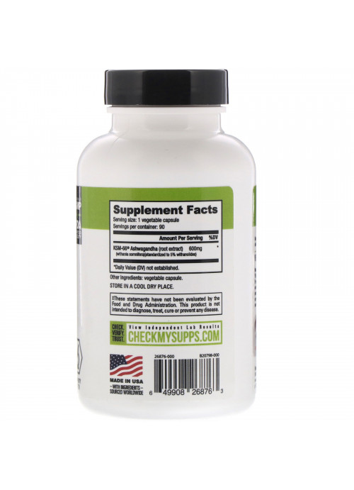 NutraBio Labs, Ashwagandha KSM-66, 600 mg, 90 V-Caps