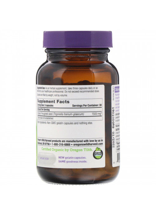 Oregon's Wild Harvest, Fenugreek, 90 Capsules