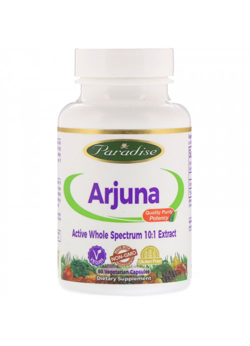 Paradise Herbs, Arjuna, 60 Vegetarian Capsules