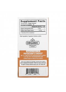 Physician's Choice, Organic Ashwagandha, 1,950 mg, 90 Veggie Capsules