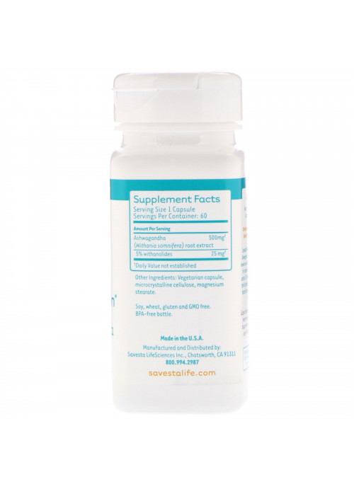 Savesta, Ashwagandha, 60 Vegetarian Capsules