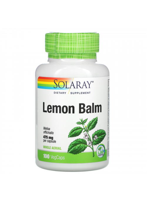 Solaray, Lemon Balm, 475 mg, 100 VegCaps