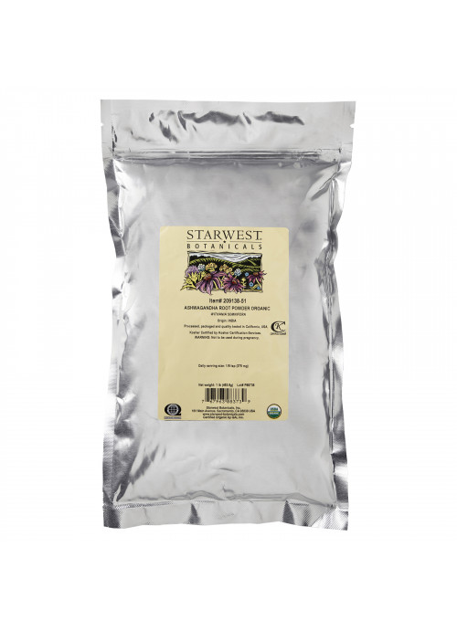 Starwest Botanicals, Organic Ashwagandha Root Powder, 1 lb (453.6 g)