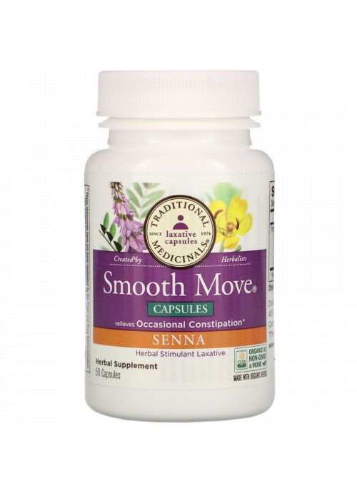Traditional Medicinals, Smooth Move Capsules, Senna, 50 Capsules