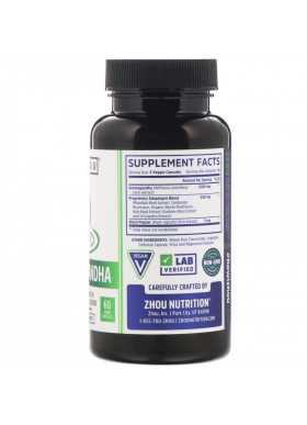 Zhou Nutrition, Ashwagandha, Max Strength, 1200 mg, 60 Veggie Capsules