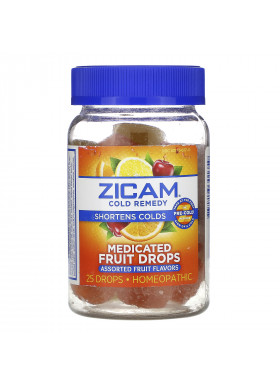 Zicam, Cold Remedy, Medicated Fruit Drop, Assorted Fruit , 25 Drops